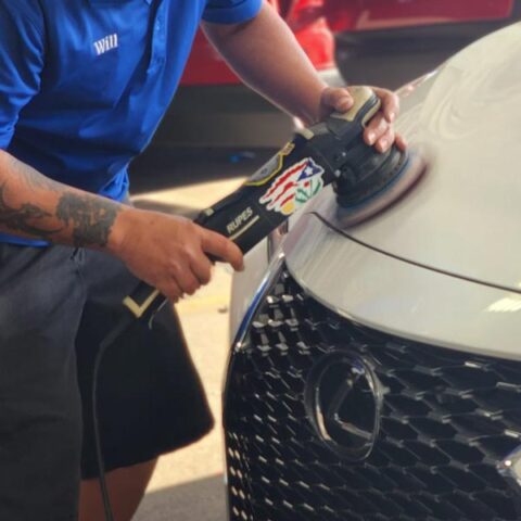 car hood being buffed